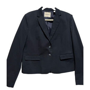 Women's Lands End Charter Navy Short Blazer Jacket sz 16 Capsule Career lined‎